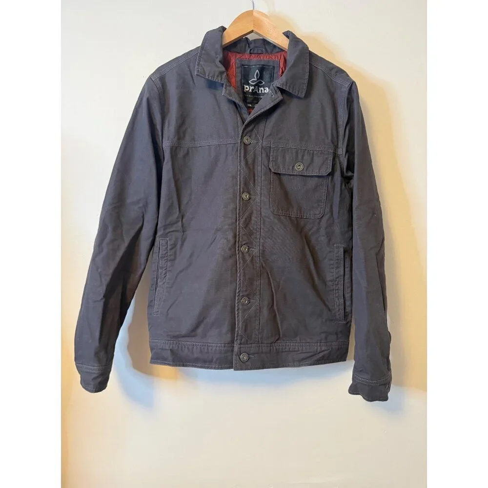 Prana Trembly Insulated Jacket Shacket Chore Utility Men's Charcoal Grey Red Sma